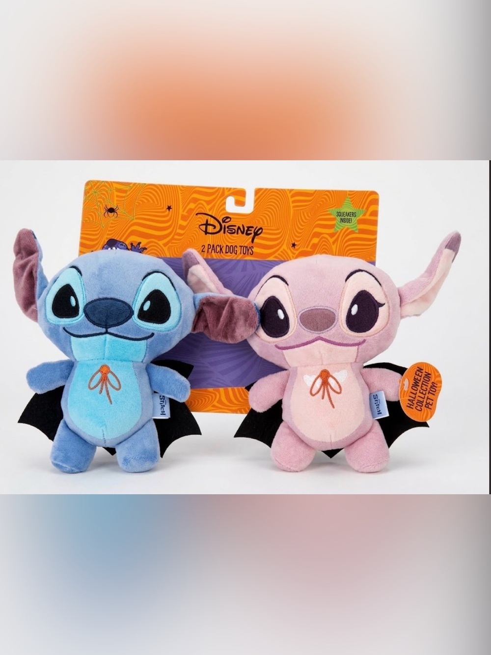 Disney Stitch & Angel Plush Halloween 2-Pack Dog Toys